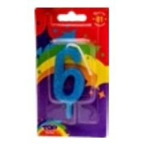 VELA DE ANIVERSARIO Nº 6 AZUL 4488 TOP FESTA