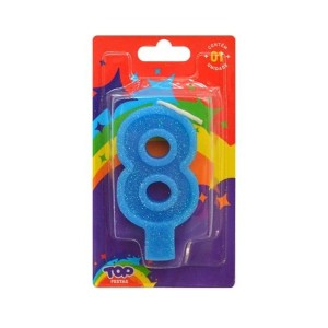 VELA DE ANIVERSARIO LUXO Nº 8 AZUL 4551 TOP FESTA