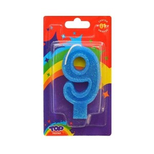 VELA DE ANIVERSARIO LUXO Nº 9 AZUL 4552 TOP FESTA