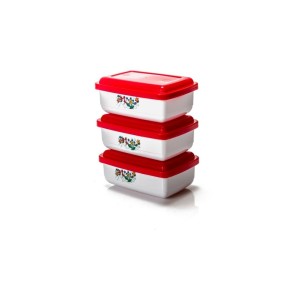 Pote retangular mini com 3 peças decorado 217/D - Ercaplast