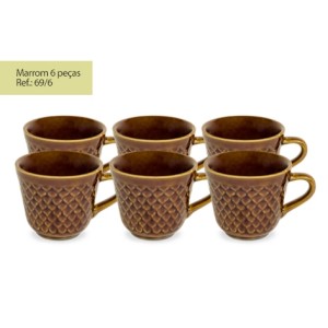 Café Relevo Conica marrom Com 6 Peças  69/6 - HR