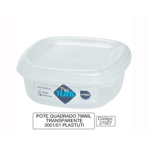 Pote Quadrado 796ml  0001/01 - Plastutti