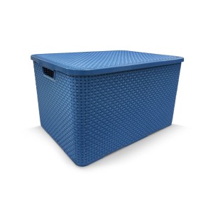 Organizador Rattan Azul Com Tampa 20L  25595 - Arqplast