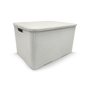 Organizador Rattan Branco Com Tampa 20L  25596 - Arqplast