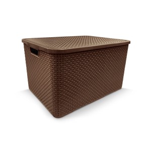 Organizador Rattan Marrom Com Tampa 15L  25592 - Arqplast