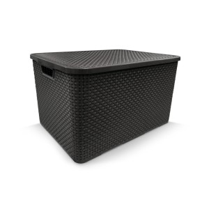 Organizador Rattan Preto Com Tampa 15L  25593 - Arqplast