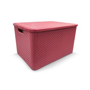 Organizador Rattan Rosa Com Tampa 15L  25594 - Arqplast