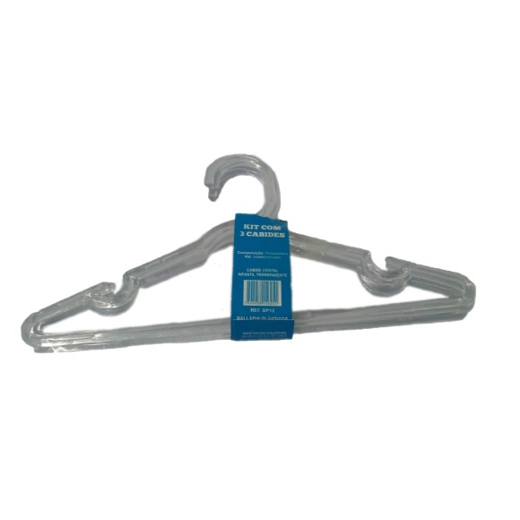 Cabide Cristal infantil Transparente Com 3 Peças BP12 - Ballarin