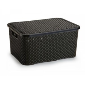Cesto Org. Rattan Grande Preto C/Tampa  069/P - NITRON