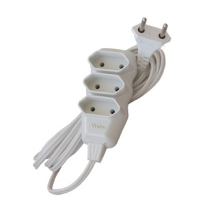 Extensão bipolar 3 tomadas cabo 3M light branca