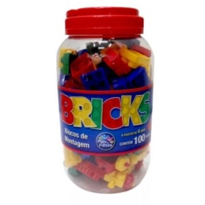 Bricks Blocos De Montar Pote C/100 Pcs - Plast  4752 - PAIS E FILHOS