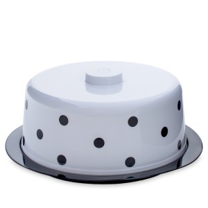 Porta bolo com tampa decorado bolinhas  9412 - Rainha