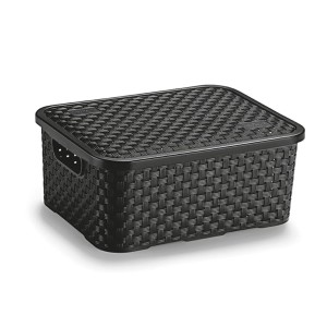 Cesto Rattan Multiuso Mini 2,5 Lts C / TAMPA - Preto  1614 - PLASBRINK