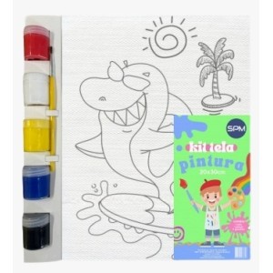 KIT PINTURA 1 TELA 20X30,1 PINCEL E 5 GUACHE KTP2030 COLOR SPM