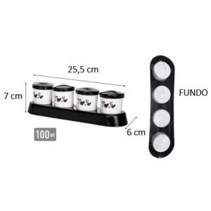 PORTA TEMPERO 4 PÇ 100ML 2060 DECORADO ERCAPLAST