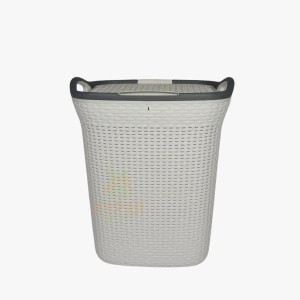 CESTO DE ROUPAS RATTAN COM TAMPA 60L 2246 BRANCO LIG BRINK