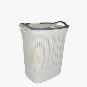 CESTO DE ROUPAS RATTAN COM TAMPA 60L 2246 BRANCO LIG BRINK