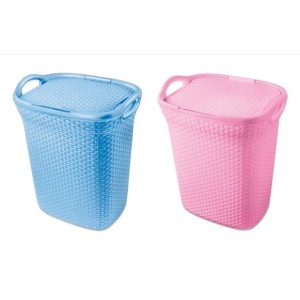 CESTO DE ROUPAS RATTAN COM TAMPA 60L 2277 AZUL/ROSA LIG BRINK