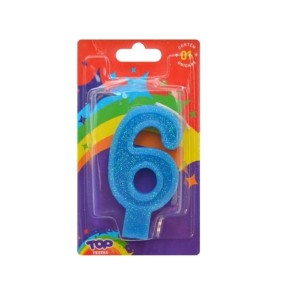 VELA DE ANIVERSARIO LUXO Nº 6 AZUL 4549 TOP FESTA