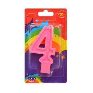 VELA DE ANIVERSARIO LUXO Nº 4 ROSA 4557 TOP FESTA