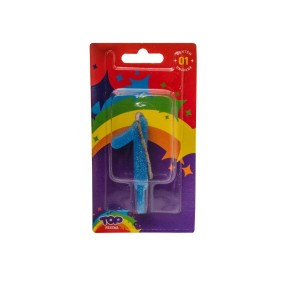 VELA DE ANIVERSARIO Nº 1 AZUL 4483 TOP FESTA