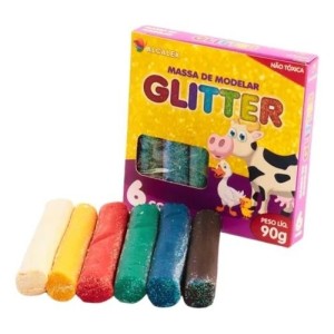 MASSINHA DE MODELAR 6 CORES 90G C/GLITTER 205 ALCALEX
