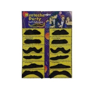 BIGODE DE CARNAVAL MOD-6410 12 PEÇAS PRETO