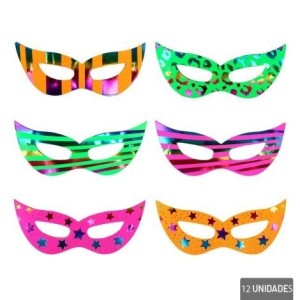 MÁSCARA DE CARNAVAL 12 PEÇAS MOD-461 DECORADA SORTIDOS