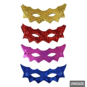 MÁSCARA DE CARNAVAL 12 PEÇAS MOD-6936 HOLOGRÁFICA SORTIDOS