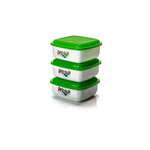 Pote quadrado mini  com 3 peças decorado  317/D - Ercaplast