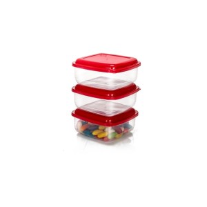 Pote quadrado mini com 3 peças transparente  309/3 - Ercaplast