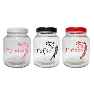 Vidro Pote Mantimento 2kg Colorido Decorado  1741 - UD Brasil