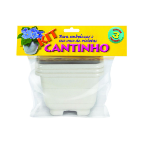 Kit Vaso Quadrado 9cm Cinza  190 - Brasami