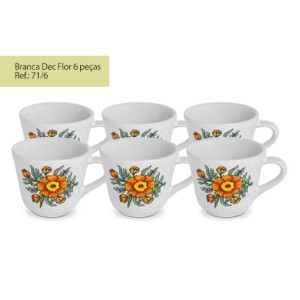 Café Relevo Conica Decorado Flor Com 6 Peças  71/6 - HR