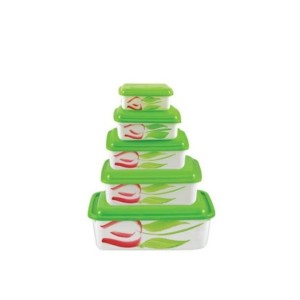 Pote decorado retangular 5 peças 816 - Inplast