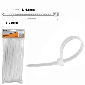Abraçadeira de nylon branca 4.8x250mm 100un BFH0755 - Bestfer