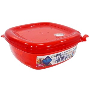 Kit 3 Potes Quadrado Vermelho  796ml  9029 - Plastutti