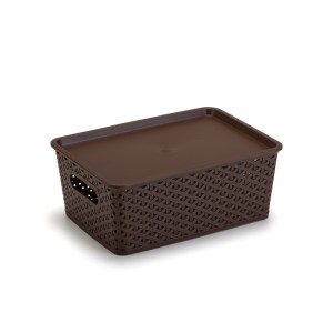 Cesto Organizador Rattan Médio Café  1555CF - Plasnorthon