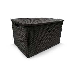Organizador Rattan Preto Com Tampa 40L  25603 - Arqplast