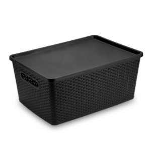 Cesto Org. Rattan 35L Preto  1565PR - PLASNORTHON
