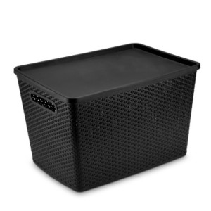 Cesto Org. Rattan 50L Preto  1570PR - PLASNORTHON