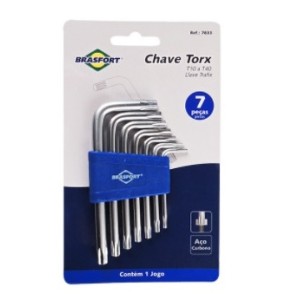 Chave Hexalobular T10 A T40 C/ 7 PCS 7833 - BRASFORT