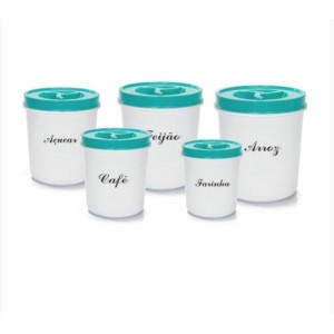 Conjunto Mantimento Redondo 5PÇS DEC. - Tampa C/Rosca 2491 - ERCAPLAST