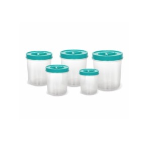 Conjunto Mantimento Redondo 5PÇS Transp. - Tampa C/Rosca 2490 - ERCAPLAST