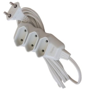 Extensão bipolar 3 tomadas cabo 10M light branca  8080-4 - Fernik