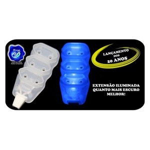 Extensão bipolar 3 tomadas cabo 3M light iluminada  8073-I-8 - Fernik