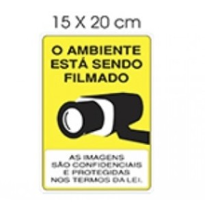Placa O Ambiente Esta Sendo Filmado  Camera 15X20cm - ACESSO PLACAS