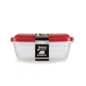 Pote C/2 Retang. 1,5L Transp. C/Tampa Color  980 - RAINHA