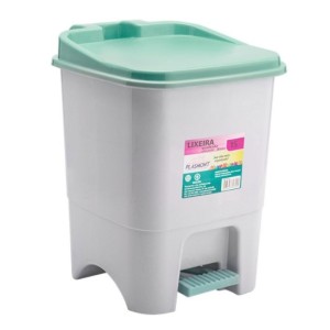 Lixeira Quad. Pedal 15L  Branco Fechado  0624 - PLASMONT