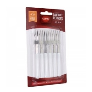 Kit 6 Garfos Petisco Aço Inox Plast 15cm  CK4435 - CLINK
